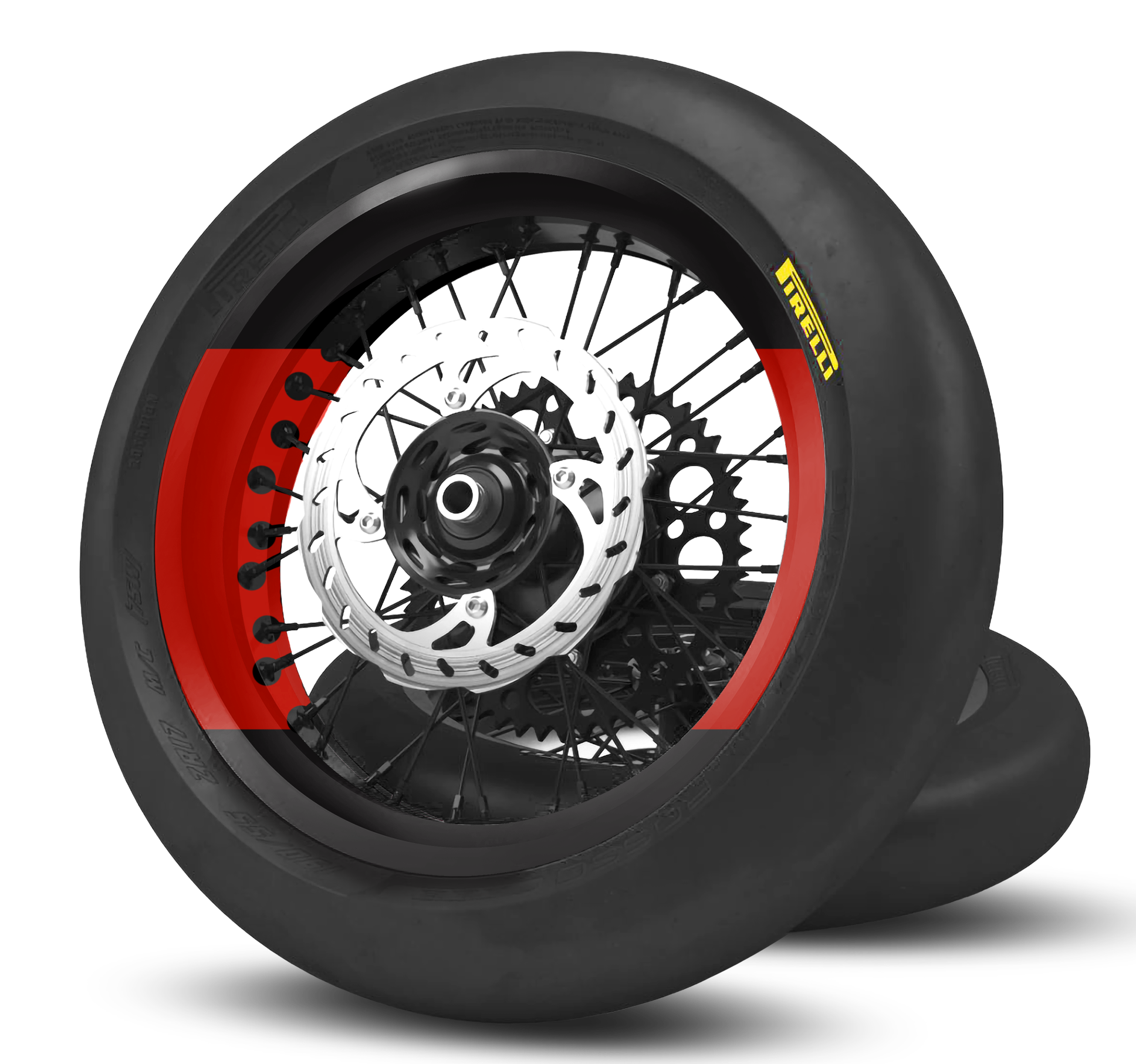 Kit jantes SM GXS — bi-bandes rouges jusqu’aux rayons