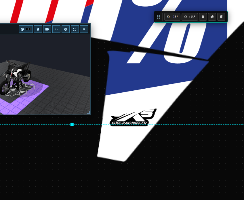 Studio GXS 100 % perso — logo posé, moto 3D en live