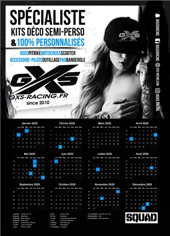 Calendrier 2020 GXS Racing + Doc de Pose